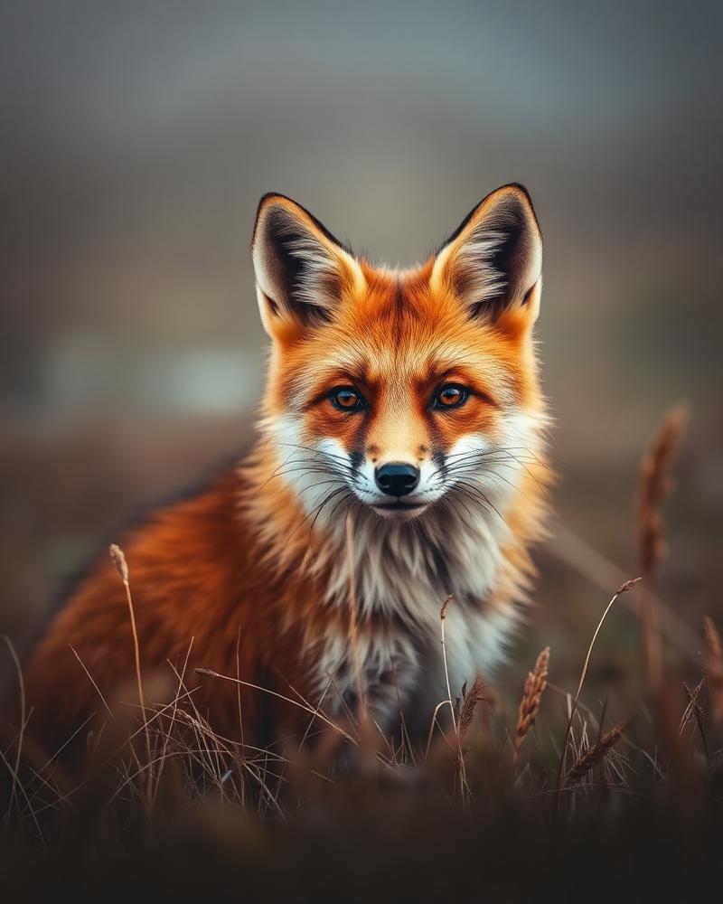 A red fox in autumn tundra near Grant Point
